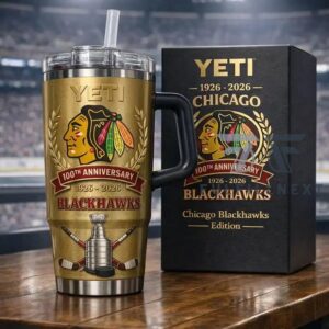 Chicago Blackhawks 100th Anniversary Commemorative Graphic Tumbler for Hockey Fans