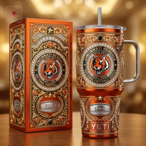 Cincinnati Bengals Gold Embellished 40oz Tumbler