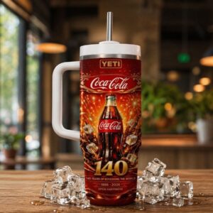 Unisex Coca-Cola 140 Years 1886-2026 Anniversary Graphic Tumbler for Fans