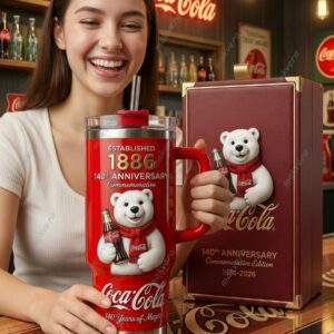 Unisex Cola 140th Anniversary Commemorative Graphic Tumbler for Beverage Fans