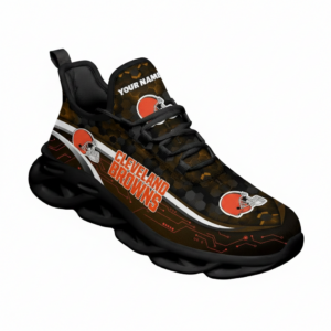 National Football League Custom Name Cleveland Browns Team Logo Air Max Shoes Air Cushion Sneakers