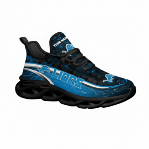 National Football League Custom Name Detroit Lions Team Logo Air Max Shoes Air Cushion Sneakers