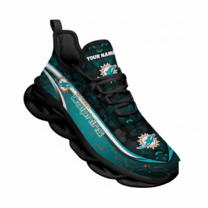 National Football League Custom Name Miami Dolphins Team Logo Air Max Shoes Air Cushion Sneakers