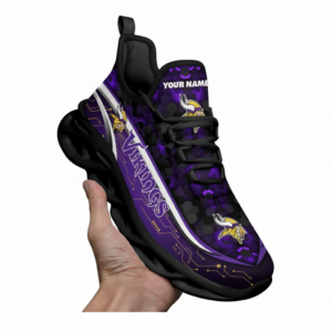 National Football League Custom Name Minnesota Vikings Team Logo Air Max Shoes Air Cushion Sneakers