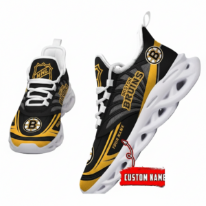 National Hockey League Custom Name Boston Bruins Team Logo Air Max Shoes Air Cushion Sneakers