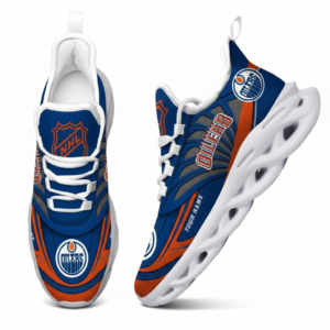 National Hockey League Custom Name Edmonton Oilers Team Logo Air Max Shoes Air Cushion Sneakers