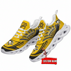 National Hockey League Custom Name Pittsburgh Penguins Team Logo Air Max Shoes Air Cushion Sneakers