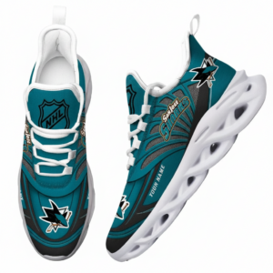 National Hockey League Custom Name San Jose Sharks Team Logo Air Max Shoes Air Cushion Sneakers