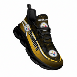 National Football League Custom Name Pittsburgh Steelers Team Logo Air Max Shoes Air Cushion Sneakers