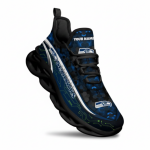 National Football League Custom Name Seattle Seahawks Team Logo Air Max Shoes Air Cushion Sneakers