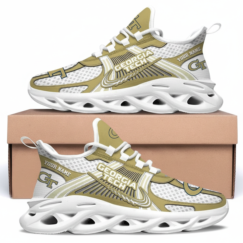 Georgia Tech Yellow Jackets Custom Name Clunky Sneaker Max Soul Shoes 1 Georgia Tech Yellow Jackets Custom Name Clunky Sneaker Max Soul Shoes