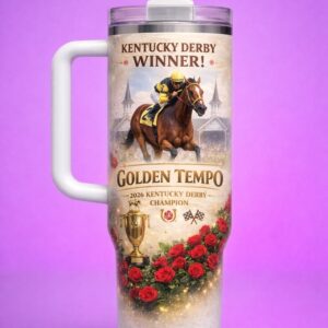 Unisex Golden Tempo 2026 Kentucky Derby Winner Horse Racing Graphic Tumbler for Fans