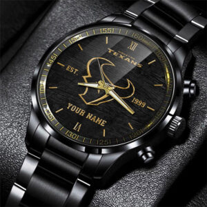 Houston Texans Black Fashion Sport Black Fashion Steel Watch