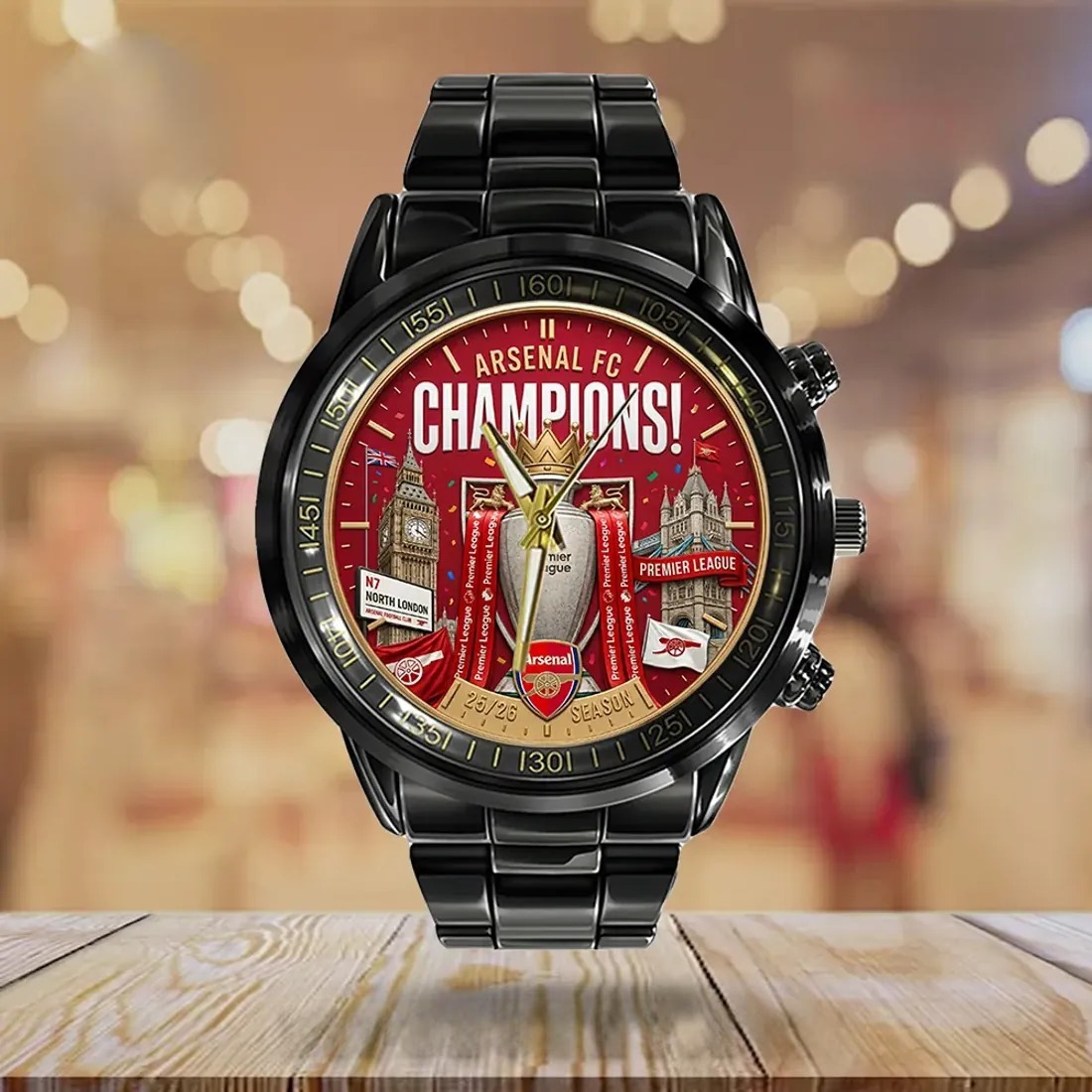 Arsenal FC League Champions 25/26 Stainless Steel Watch 2 Arsenal FC League Champions 25/26 Stainless Steel Watch