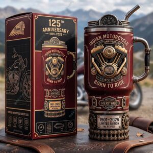 Unisex Indian Motorcycle 125th Anniversary Graphic Tumbler for Motorcycle Fans