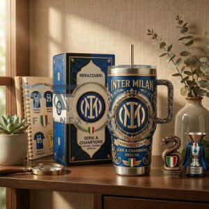 Inter Milan Serie A Champions 2025-2026 Graphic Tumbler for Soccer Fans