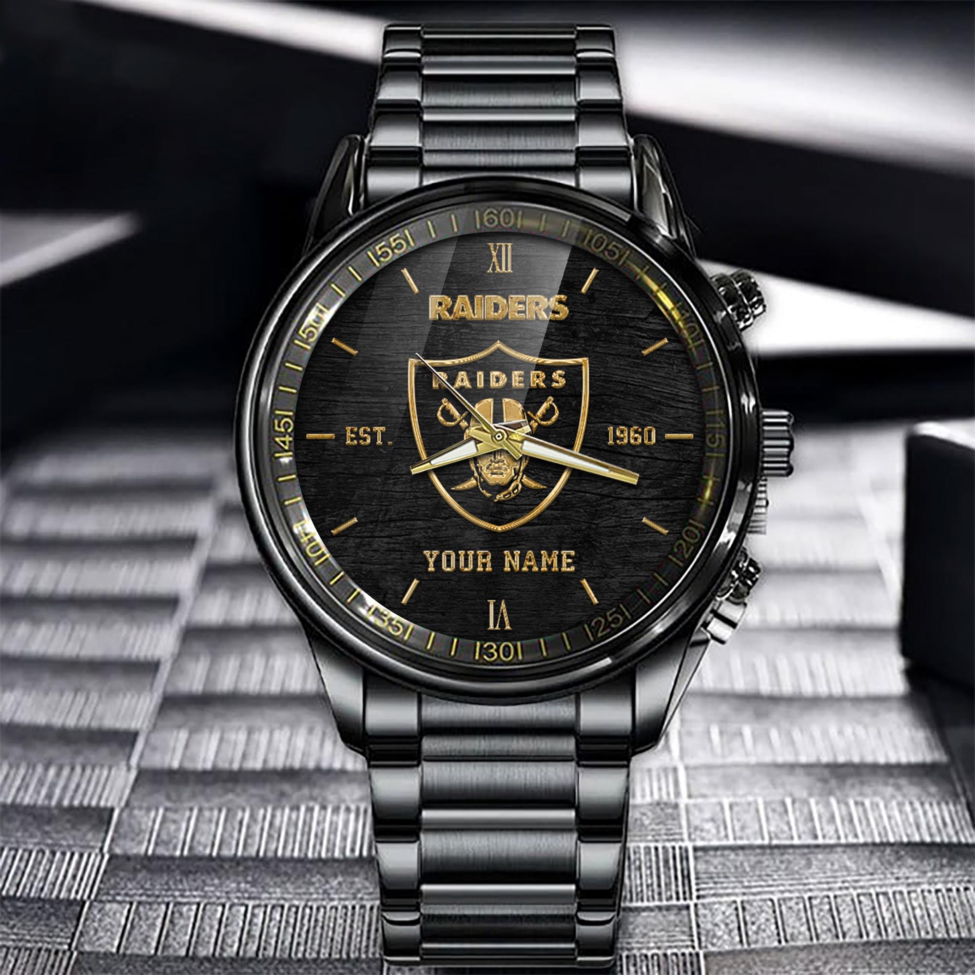 Las Vegas Raiders Black Fashion Sport Black Fashion Steel Watch 2 Las Vegas Raiders Black Fashion Sport Black Fashion Steel Watch - Image 2
