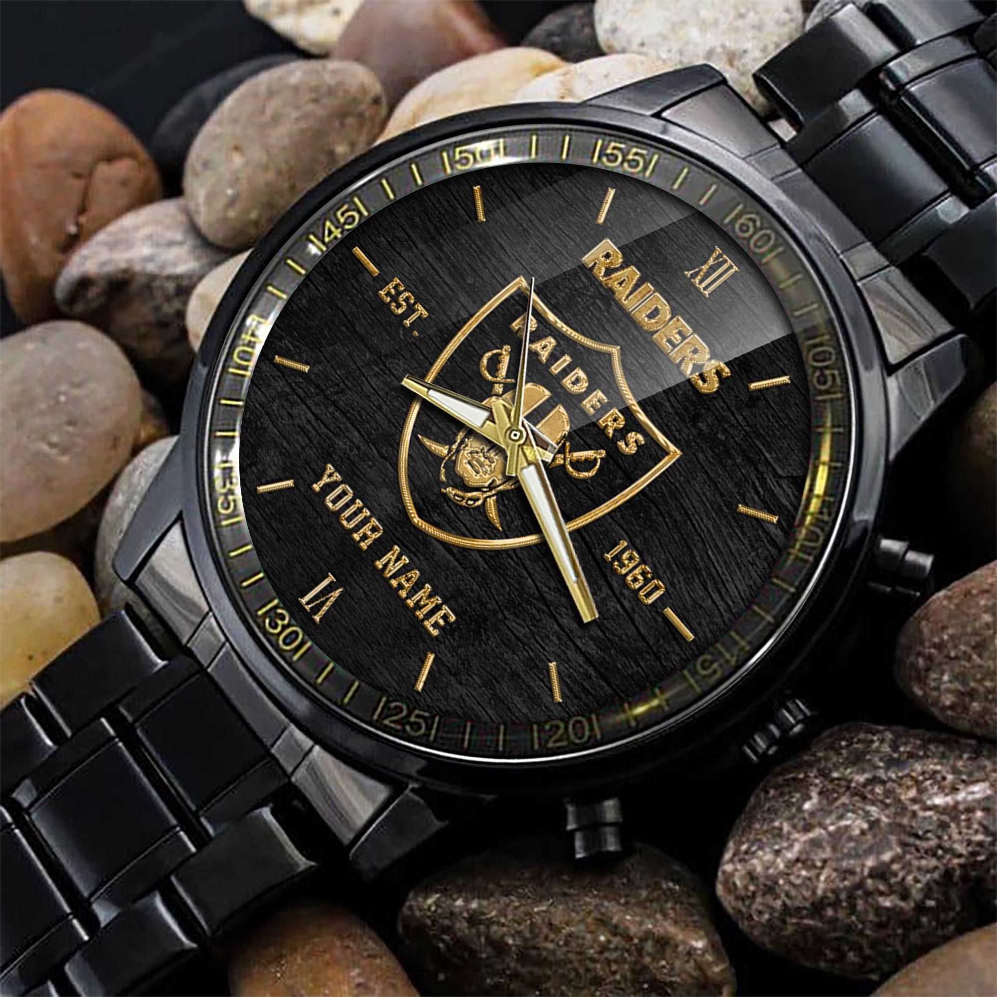 Las Vegas Raiders Black Fashion Sport Black Fashion Steel Watch 4 Las Vegas Raiders Black Fashion Sport Black Fashion Steel Watch - Image 4