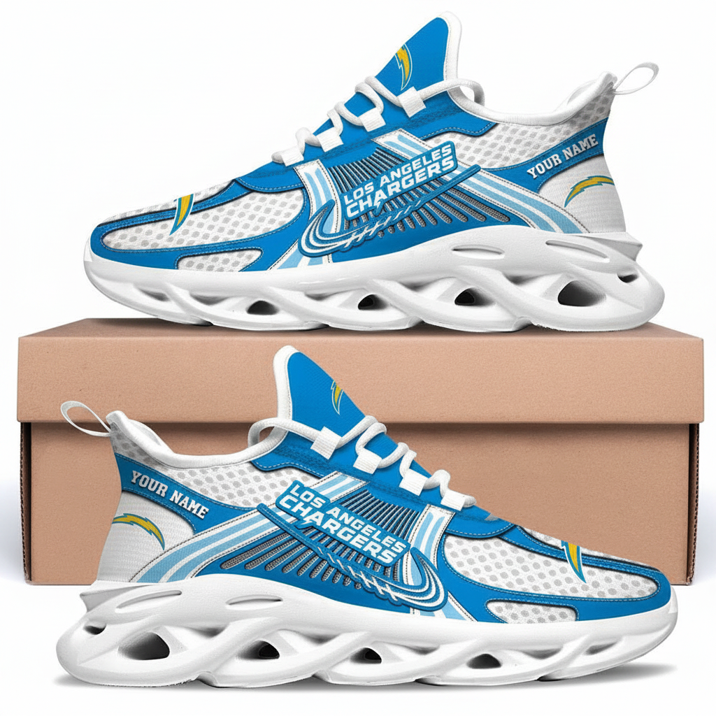 Los Angeles Chargers Custom Name Clunky Sneaker Max Soul Shoes 1 Los Angeles Chargers Custom Name Clunky Sneaker Max Soul Shoes