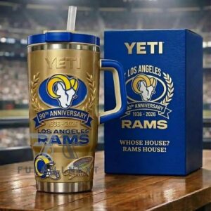 Los Angeles Rams 90th Anniversary Graphic Tumbler for Football Fans