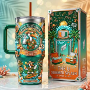 Unisex Miami Hurricanes The U Summer Splash Graphic Tumbler for College Sports Fans