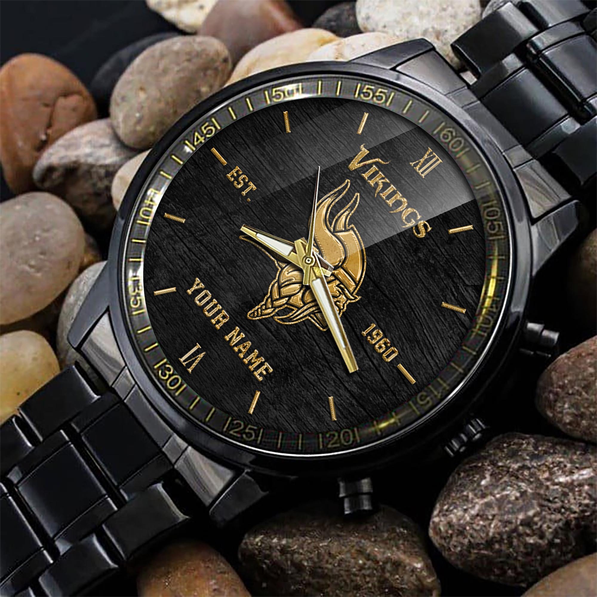 Minnesota Vikings Black Fashion Sport Black Fashion Steel Watch 4 Minnesota Vikings Black Fashion Sport Black Fashion Steel Watch - Image 4