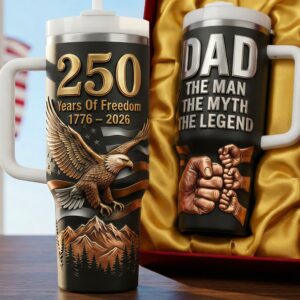 American 250 Years of Freedom With Eagle Patriotic Personalized Tumbler