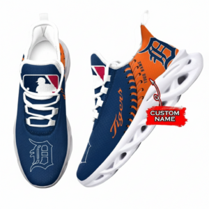 Major League Baseball Detroit Tigers Unique Design Custom Name Air Max Shoes Air Cushion Sneakers