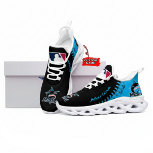 Major League Baseball Miami Marlins Unique Design Custom Name Air Max Shoes Air Cushion Sneakers