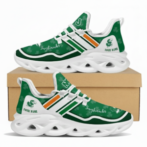 NCAA Custom Name Kansas Jayhawks Logo Saint Patrick'S Day Unique Air Max Shoes Air Cushion Sneakers