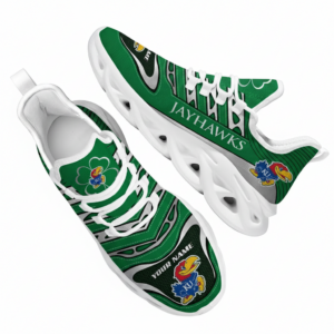 NCAA Custom Name Kansas Jayhawks Saint Patrick'S Day Unique Air Max Shoes Air Cushion Sneakers