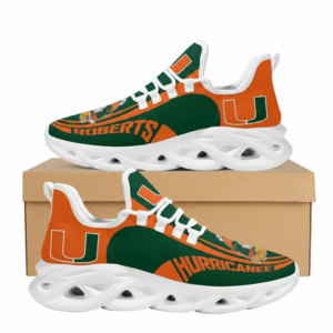 NCAA Custom Name Miami Hurricanes Sneaker Unique Air Max Shoes Air Cushion Sneakers