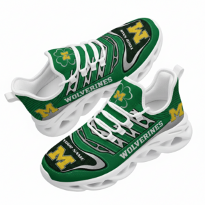 NCAA Custom Name Michigan Wolverines Saint Patrick'S Day Unique Air Max Shoes Air Cushion Sneakers