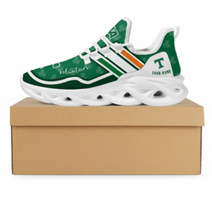 NCAA Custom Name Tennessee Volunteers Logo Saint Patrick'S Day Unique Air Max Shoes Air Cushion Sneakers