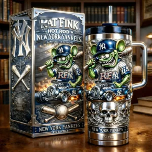 New York Yankees x Rat Fink Hot Rod Custom Graphic Tumbler for Baseball Fans