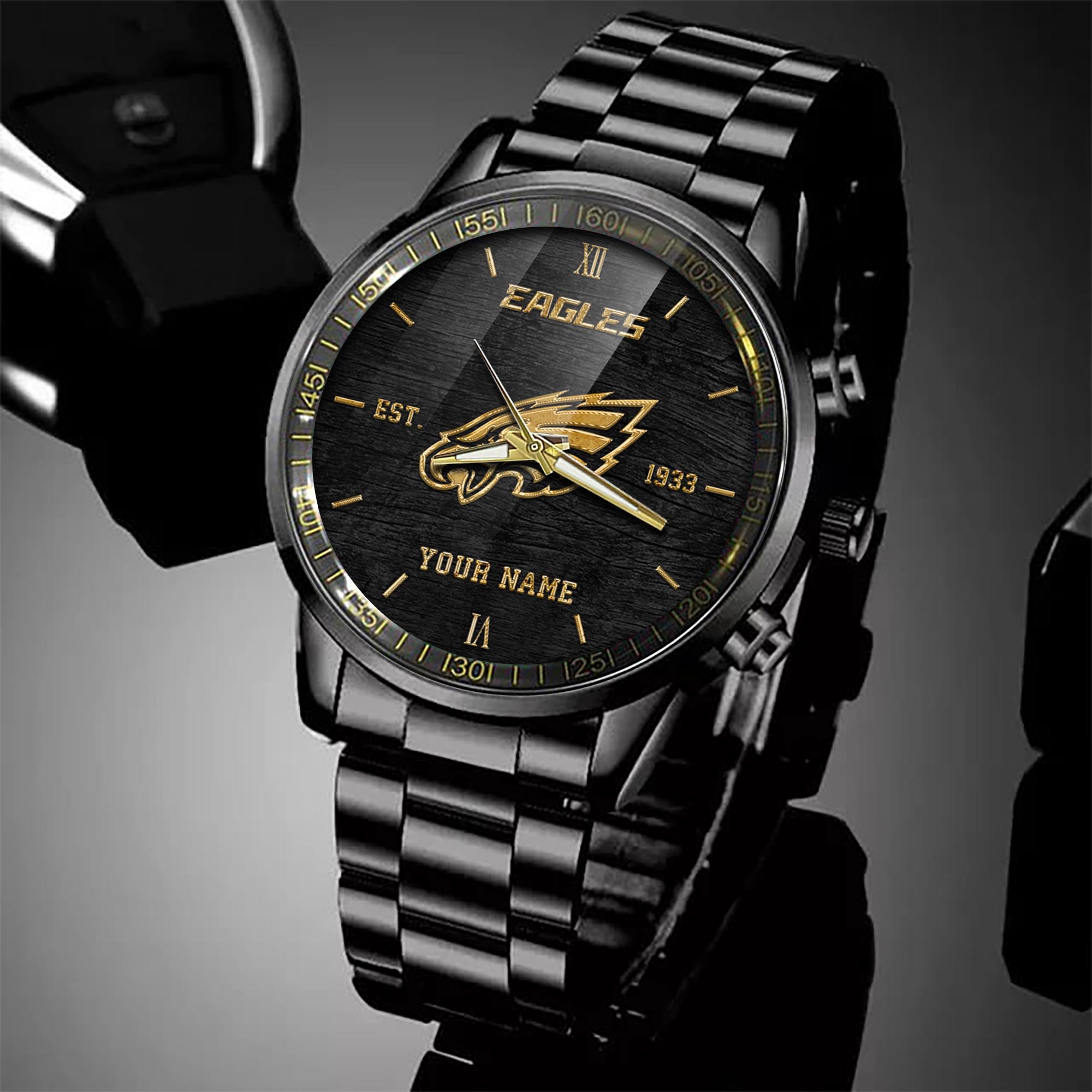 Philadelphia Eagles Black Fashion Sport Black Fashion Steel Watch 3 Philadelphia Eagles Black Fashion Sport Black Fashion Steel Watch - Image 3