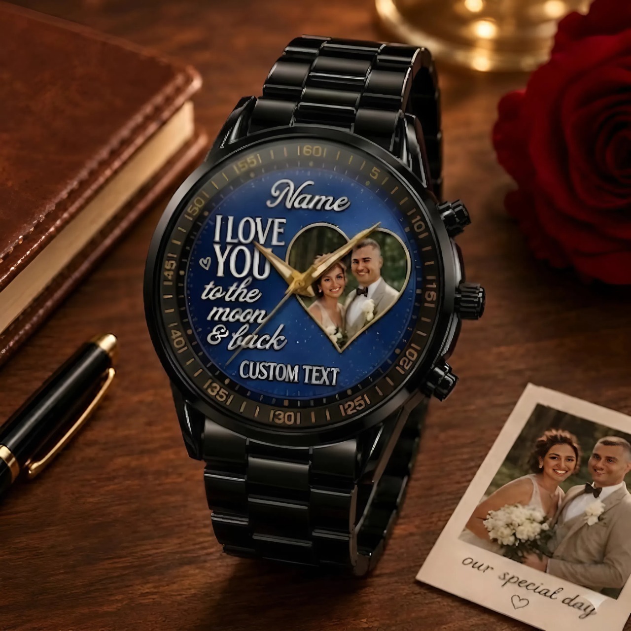 Personalized Family Watches I Love You To The Moon & Black 1 Personalized Family Watches I Love You To The Moon & Black