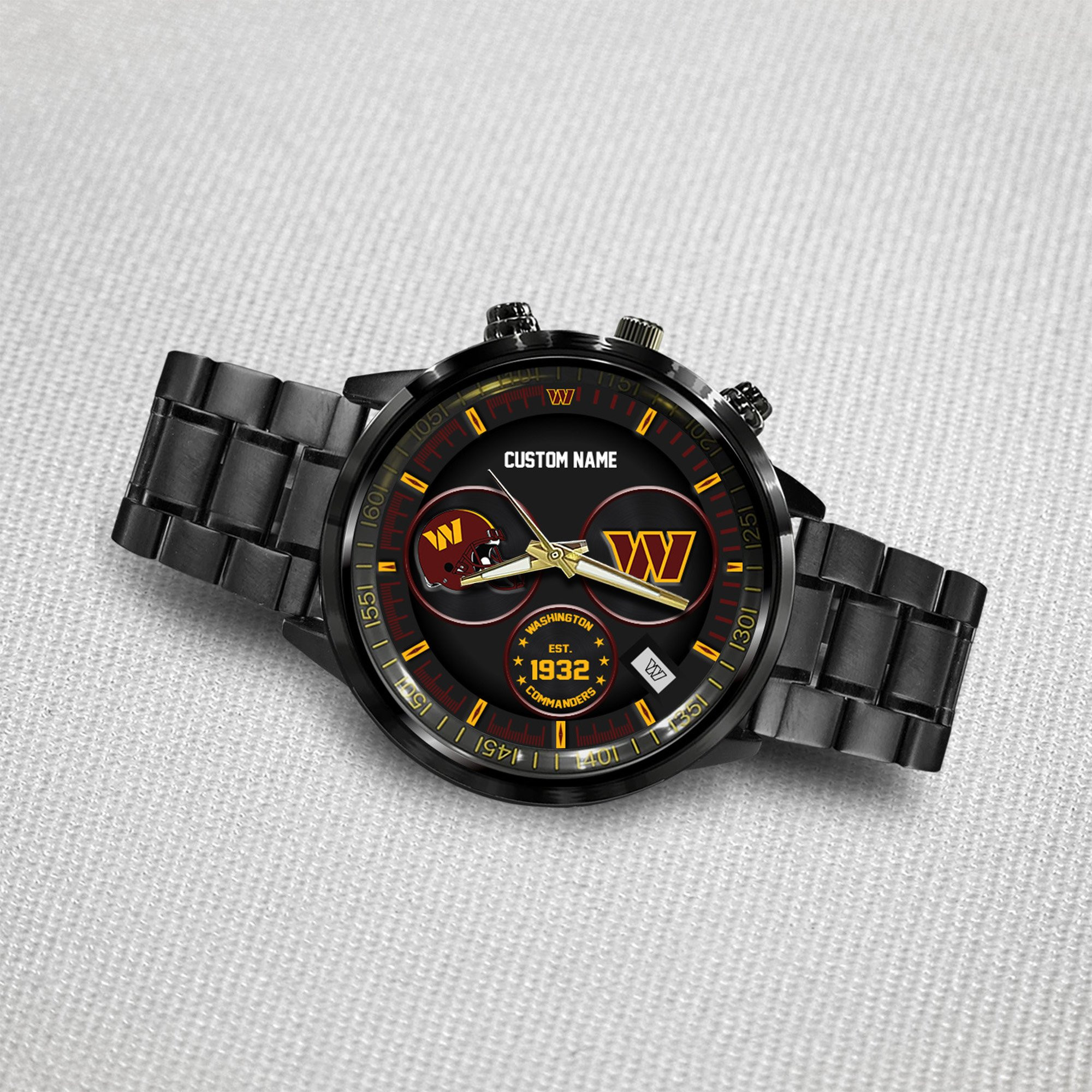 Washington Commanders Black Stainless Steel Watch 5 Washington Commanders Black Stainless Steel Watch - Image 5