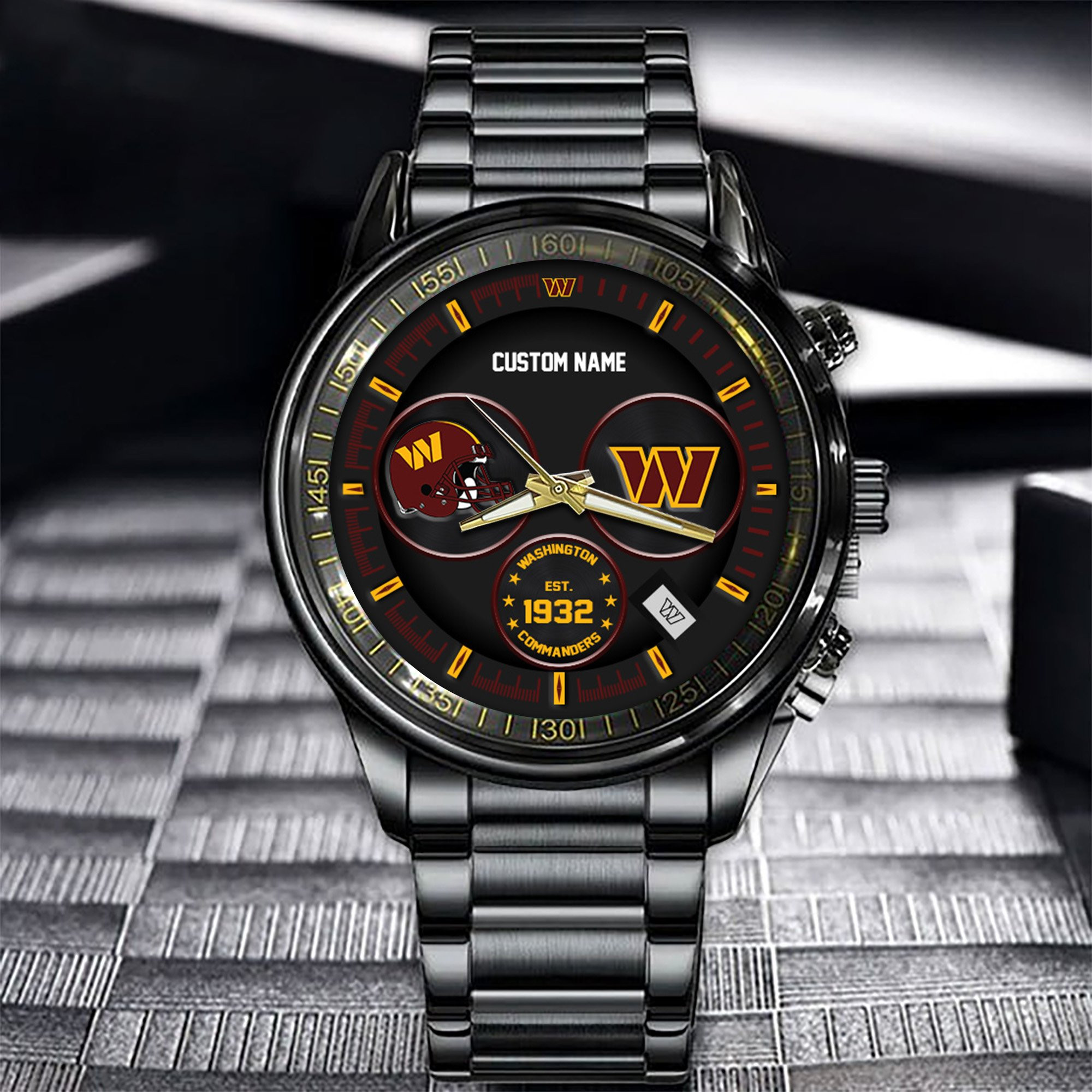 Washington Commanders Black Stainless Steel Watch 2 Washington Commanders Black Stainless Steel Watch - Image 2