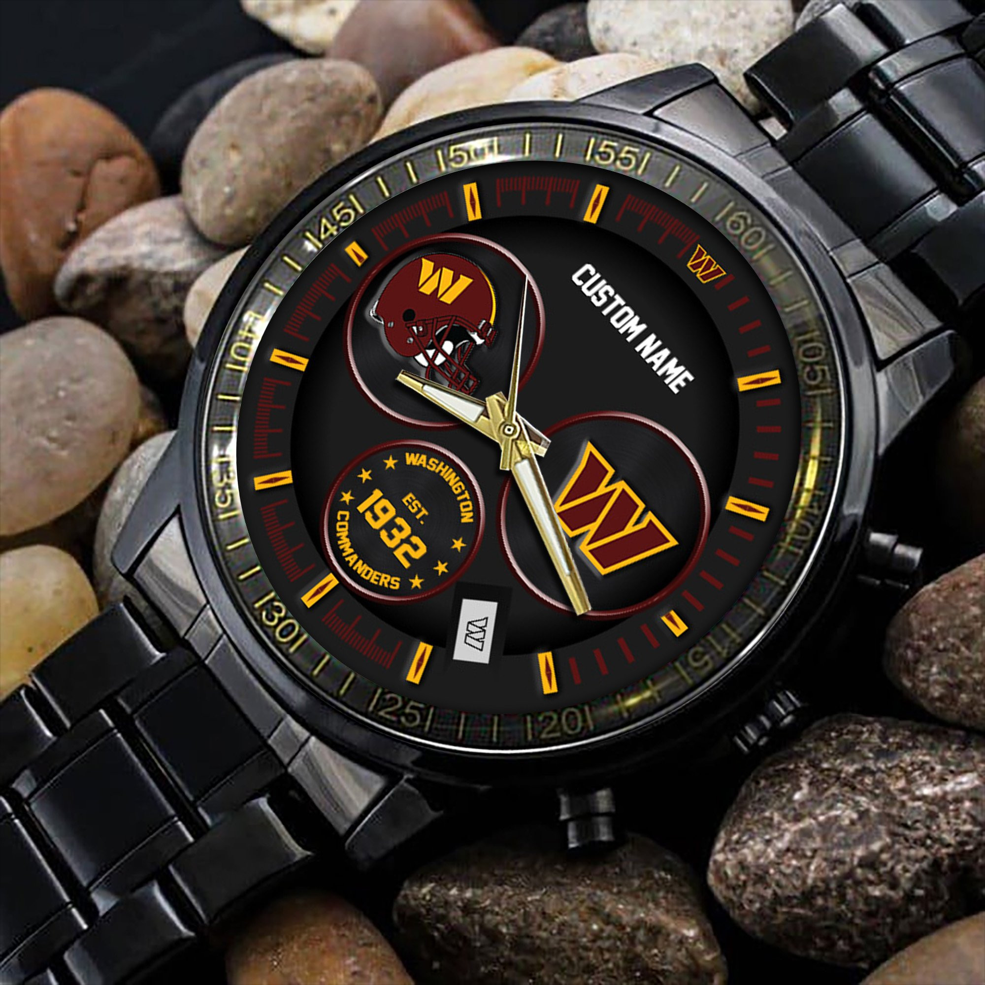 Washington Commanders Black Stainless Steel Watch 4 Washington Commanders Black Stainless Steel Watch - Image 4
