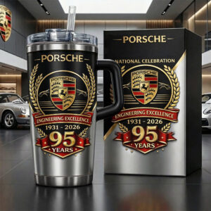 Unisex Porsche 95 Years Edition Graphic Tumbler for Automotive Fans