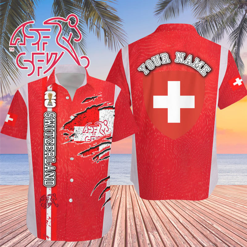 Custom Name Switzerland World Cup 2026 Graphic Hawaiian Shirt for Soccer Fans 1 Custom Name Switzerland World Cup 2026 Graphic Hawaiian Shirt for Soccer Fans
