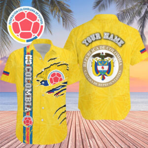 Custom Name Colombia World Cup 2026 Graphic Hawaiian Shirt for Soccer Fans