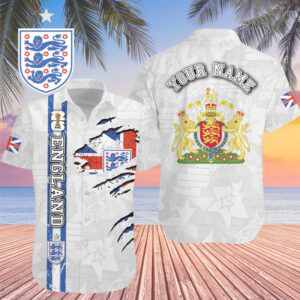 Custom Name England World Cup 2026 Graphic Hawaiian Shirt for Soccer Fans
