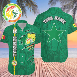 Custom Name Senegal World Cup 2026 Graphic Hawaiian Shirt for Soccer Fans