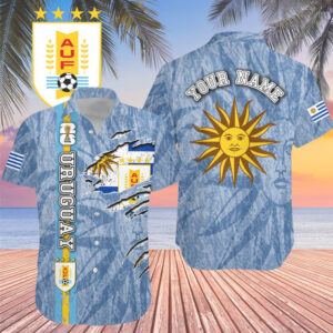 Custom Name Uruguay World Cup 2026 Graphic Hawaiian Shirt for Soccer Fans
