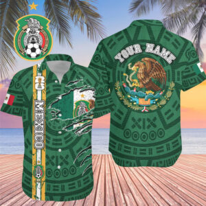 Custom Name Mexico World Cup 2026 Graphic Hawaiian Shirt for Soccer Fans