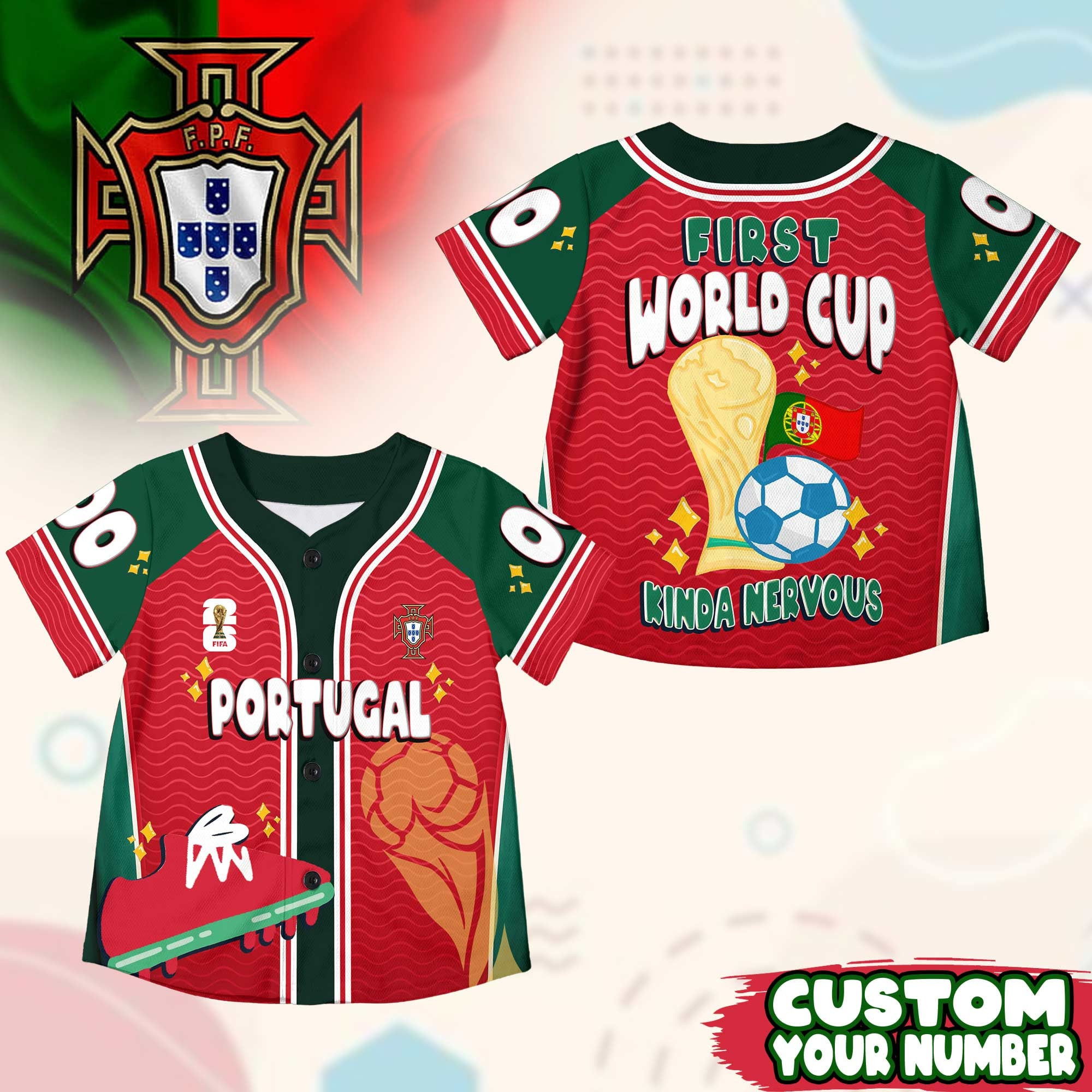 Custom Name Portugal World Soccer 2026 Graphic Baseball Jersey for Soccer Fans 1 Custom Name Portugal World Soccer 2026 Graphic Baseball Jersey for Soccer Fans