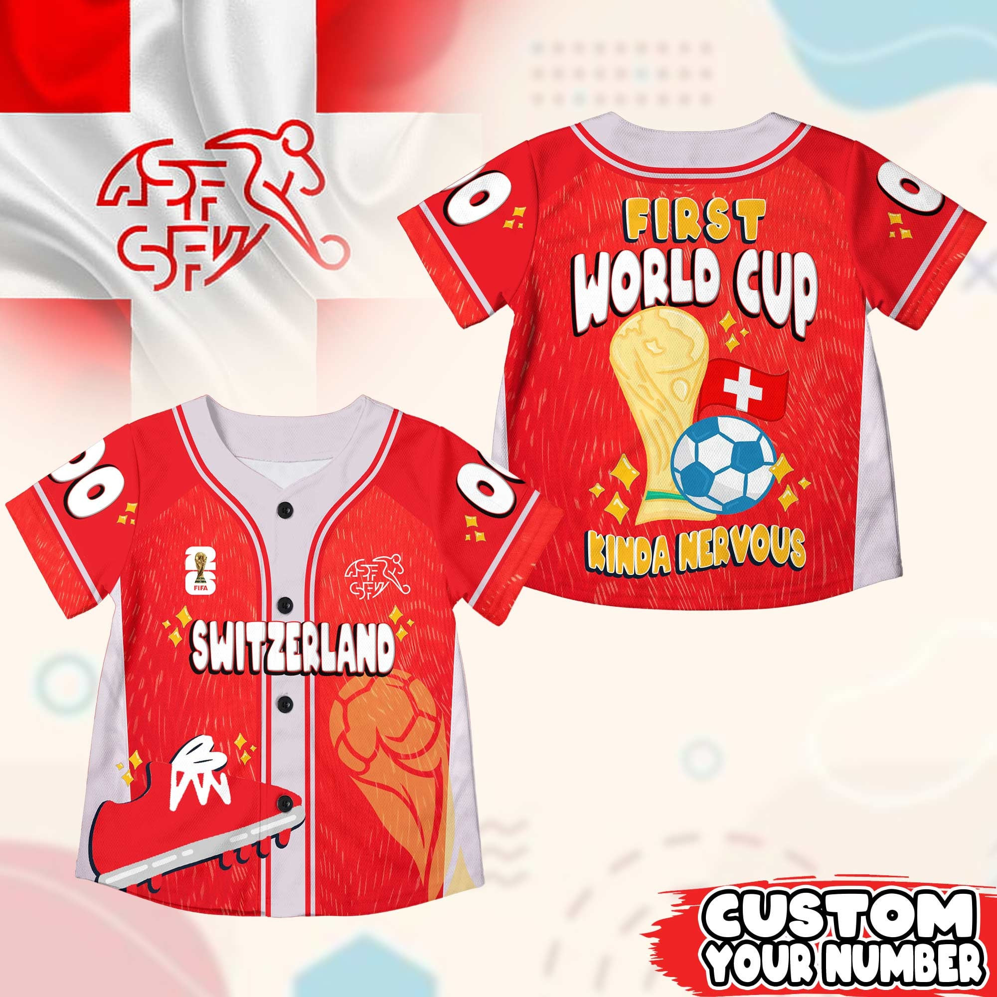 Custom Name Switzerland World Soccer 2026 Graphic Baseball Jersey for Soccer Fans 1 Custom Name Switzerland World Soccer 2026 Graphic Baseball Jersey for Soccer Fans
