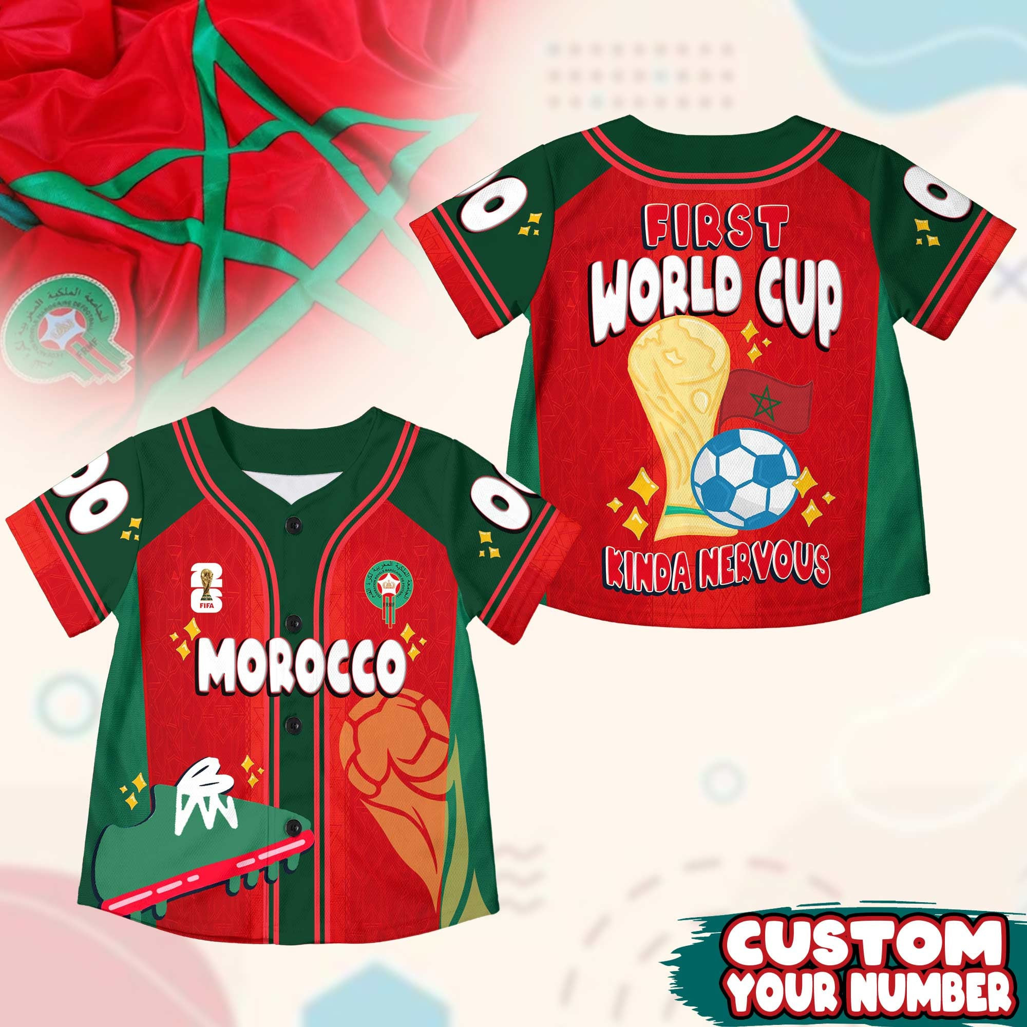 Custom Name Morocco World Soccer 2026 Graphic Baseball Jersey for Soccer Fans 1 Custom Name Morocco World Soccer 2026 Graphic Baseball Jersey for Soccer Fans